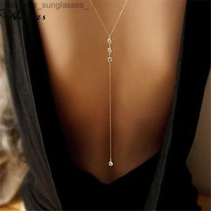 Pendentif Colliers Nouvelle mode avant et arrière chaîne en cristal collier pour femmes robe de mariée été plage Sexy Bo bijoux dos Bo ChainL231218