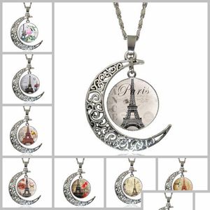 Pendentif Colliers Nouvelle Mode Creux Sculpté Collier De Pierres Précieuses Lune Tour Eiffel Pour Homme Femmes Mix Modèles Bijoux Drop Delivery Pendentif Dhoqe