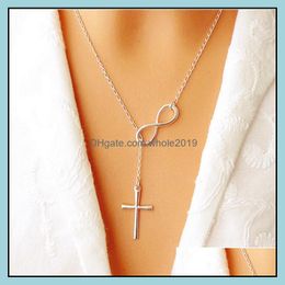 Hanger kettingen Nieuw mode Infinity Cross Wedding Party Event 925 Sier Polated Chain Elegante sieraden voor vrouwen dames drop leveren DHI1K