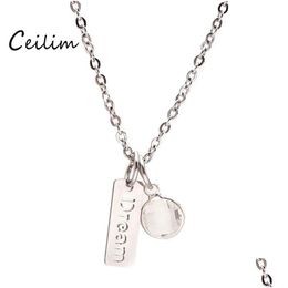 Pendentif Colliers Nouvelle Mode Lettre Rêve Foi Bijoux En Acier Inoxydable Pour Les Femmes Lien Chandail Chaîne Déclaration Collier Avec Dhgarden Dhrfv