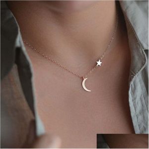 Pendant Necklaces Nouvelle mode Simple étoile lune pendentif Collier pour femmes Bijoux Maxi déclaration colliers Collier Bijoux Dr Dhgarden Otram