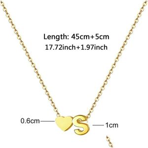 Collares colgantes Nuevo moda Diny Heart Dainty Inicial de 14k Collar de oro amarillo Nombre de la letra Garda para mujeres Joyería Drop Dhg6w