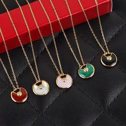 Colliers pendentifs Nouveaux colliers d'amulette en pierre naturelle en or rose à chaud pour femmes
