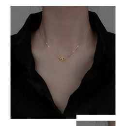 Pendentif Colliers Nouvelle corée Vintage or Sier couleur Acacia haricots pendentif collier ras du cou bijoux pour femmes filles cadeau bijoux collier Dh4L6