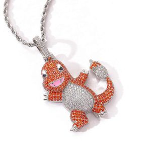 Colliers de pendentif Nouveau pendentif de dessin animé du dragon petit feu avec pendentif en cuivre incrusté de zircon coloré personnalisé et simple