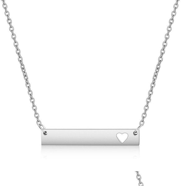 Pendentif Colliers New Love Heart Bar Collier De Mode Or Solide Blanc En Acier Inoxydable Pour L'acheteur Propre Gravure Bijoux Diy D Dhgarden Dhqef