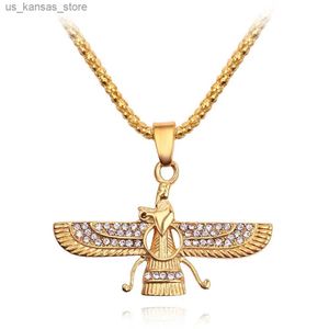 Collares colgantes nuevos hombres hip hop iran faravahar ahura mazda zoroastrian collar colgante de oro collar de joyería240408