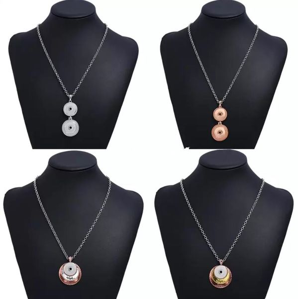 Collares colgantes Nuevo Noosa Sier Oro Metal Botón a presión Collares Diy 18 mm Botones Joyería Bohemia Esperanza Amor Cadena larga Nec Mjfashion Dhrao