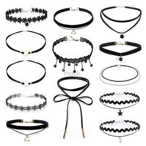 Hanger Kettingen Nieuwe Pop Hol Zwart Leer Fluwelen Choker Ketting Laag Sieraden Goth Ketting Voor Vrouwen Choker Sleutelbeenderen Ketting 240330