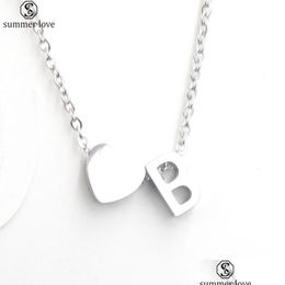 Pendentif Colliers Nouveau Collier En Acier Inoxydable 26 Lettre Initiale Alphabet Coeur Az Pour Femmes Filles Valentine Dh9Mc