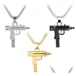 Colliers pendants New Uzi Gold Chain Gothic Hip Hop Hine Gun Collier Femmes Fashion Brand de mode Pistole