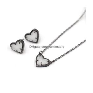 Colliers de pendentif Nouveaux valentines cadeaux faux paillettes oralone pierre petite coeur en forme 3d coquille de résine mini-amour druzy pour femmes pendentifs dhrqg