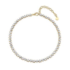 Hangertjes kettingen Nieuwe Valentijnsdag Minnaar Cadeau Hartvormige Tennisketting Bling Verhard 5A CZ Kristal Dames Link Choker Luxe Bruiloft Sieraden Q240402