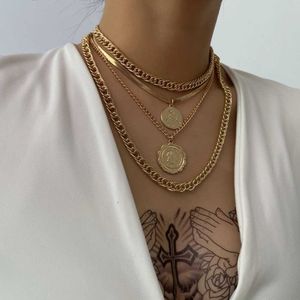 Colliers de pendentif Nouveaux colliers de chaîne épaisse multi-couches vintage Boho Fashion