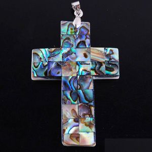 Hanger kettingen Nieuwe Zelaniaanse Abalone Shell Pearl Gem Stone Cross Bead ketting sieraden N3375 drop levering hangers dhzuk