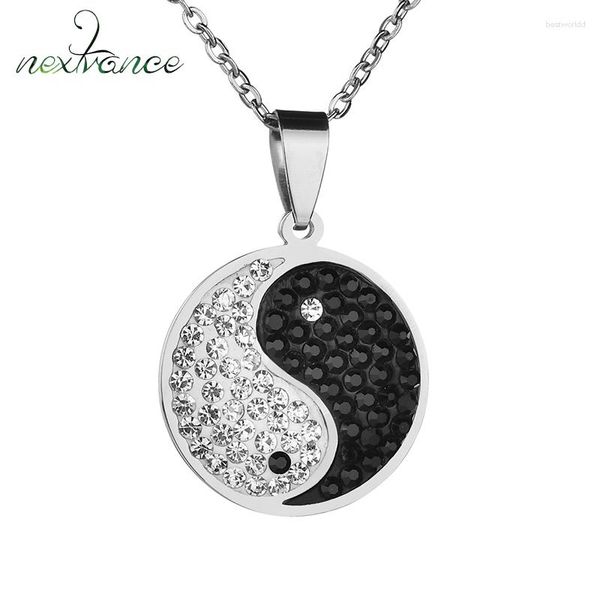 Pendentif Colliers Nextvance Strass Tai Chi Collier Noir Blanc Couleur Yin Yang Collier Femmes Ami Cadeau Style Chinois