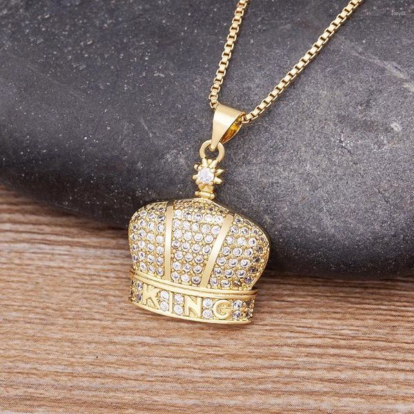 Pendentif Colliers Nidin Classic King Crown Collier pour hommes Femmes Punk Lettre Collier Gold Plaqué Chaîne Hip Hop Party Bijoux Cadeaux