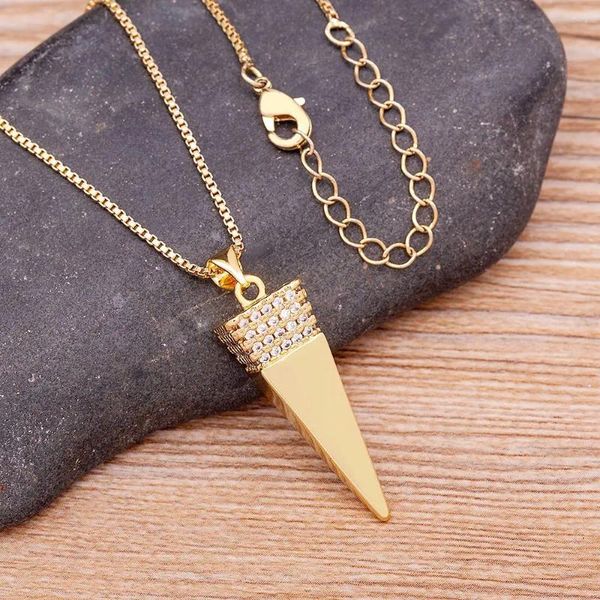 Colliers pendants Nidin TRENDY TRANSION Solide conception géométrique pour hommes Femmes Gold Streetwear Hip Rock Rock Zircon Collier Bijoux