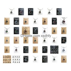 Collares colgantes Night Glow Retro Moon12 Constellation Signo Zodiac Signo Horóscopo Joyería Galaxy Libra Astrología Regalo con minorista OT9XH