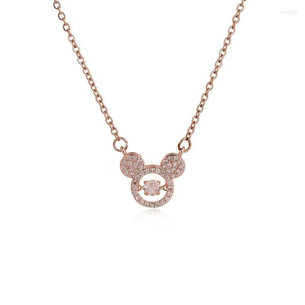 Collares pendientes Nimble Lucky Zircon Animal Cartoon Mouse Love Heart Día de la madre Collar Mujer Chica Boda Bendición Joyería