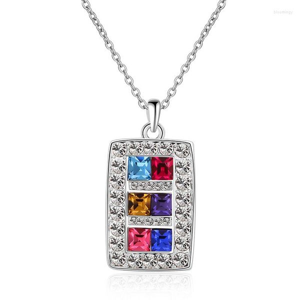 Pendentif Colliers NL-00053 2023 Dans Bijoux De Mode Argent Plaqué Carré Cristal Collier Cadeau De Fête Des Femmes 1 Dollar Article