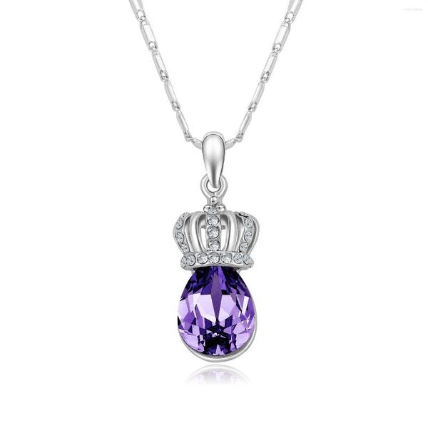 Pendentif Colliers NL-00094 2023 Dans Tendance Femmes Bijoux Accessoires Couronne Cristal Collier Demoiselle D'honneur Cadeau Goutte En Gros En Vrac