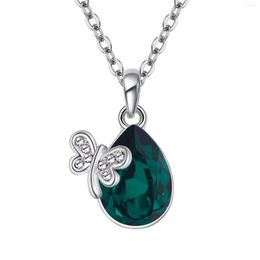 Pendentif Colliers NL-00110 en bijoux de mode plaqué argent goutte d'eau papillon cristal collier cadeau de la journée de la femme 1 dollar article
