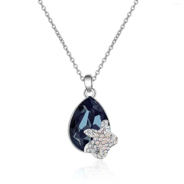 Collares colgantes NL-00522 Collar de estrella de cristal austriaco para mujeres de lujo sin desvanecimiento plateado joyería de verano regalo de cumpleaños novia