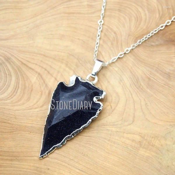 Pendentif Colliers NM15752 10pcs Pierre naturelle Dark Goldsand Martelé Arrowhead Chaînes pour moins de 18-32 pouces