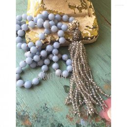 Pendentif Colliers NM20660 Agate avec verre cristal gland long collier de charme bohème boho guérison reiki pour les femmes