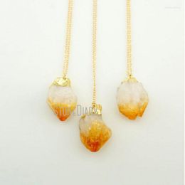 Colliers pendants NM24633 Yellow Healing Crystal Crystal Citrine Point Collier novembre Couleur or de naissance