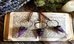Pendentif Colliers NM35281 Grand cristal améthyste collier pendule pierre violette sorcière gothique bijoux 8133564