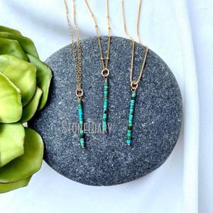 Hanger kettingen nm36605 sierlijke echte turquoise ketting rauwe bar edelsteen stick december geboortesteen kralen cadeau