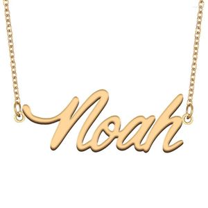 Pendentif Colliers Noah Nom Collier Pour Femmes En Acier Inoxydable Bijoux Plaqué Or Plaque Signalétique Femme Mère Petite Amie Cadeau