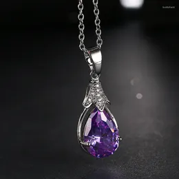 Pendentif Colliers NoEnName_Null 2023 Mode Collier en cristal violet et cadeaux pour amis des femmes Bijoux pratiques