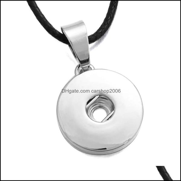 Pendentif Colliers Noosa 18Mm Snap Button Collier Sier Couleur Corde En Cuir Chaîne Pour Femmes Ginger Snaps Boutons Bijoux Drop Delivery Dhpe6