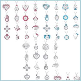 Collares colgantes Noosa Chunks Crystal Heart Owl Cross Crown Colgante 316L Cadena de acero inoxidable Collar con dijes 18 mm Ginger Snap Butt Dhwkg