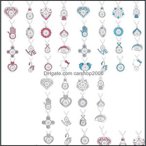 Pendentif Colliers Noosa Chunks Cristal Coeur Hibou Croix Couronne En Acier Inoxydable 316L Chaîne Charme Collier 18Mm Gingembre Snap Bouton Jewelr Dh4Pp