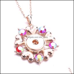 Noosa Snap Bouton Pendentif Collier Rose Or Coeurs Fleur Cristal Morceaux Simple Fit 18Mm Boutons Bijoux Goutte Deli Dhycx