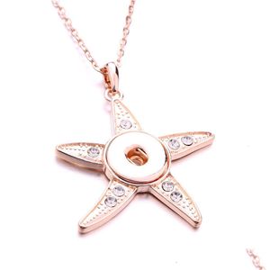 Colliers pendentifs Noosa Snap Button Pendentif Collier Rose Gold Owl Star Crystal Chunks Simple Fit 18Mm Boutons Bijoux Drop Delivery J Dhsyz