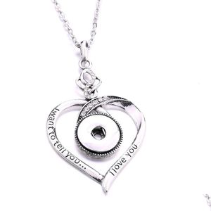 Colliers pendentifs Noosa Snap Button Pendentif Collier Love You To The Moon and Back Heart Crystal Chunks Simple Sier Color Fit 18Mm Mais Dhmnl