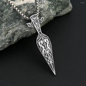 Pendentif Colliers Mode Nordique Acier inoxydable Viking Sword Spear Collier Odin Spartan Warrior Bijoux scandinaves