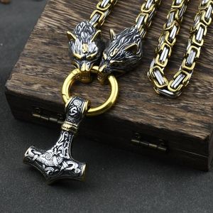 Hanger Kettingen Nordic Viking Mannen Rvs Punk Wolf Rune Accessoires Koning Ketting Noorse Amulet Sieraden