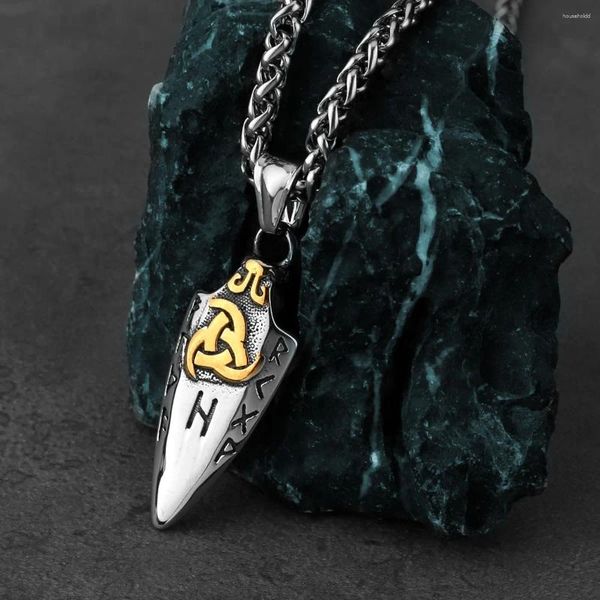 Pendentif Colliers Nordic Viking Odin Spear Celtic Knot Collier Accessoires pour hommes Tendance de la mode Boyfriend Cadeau d'anniversaire en gros