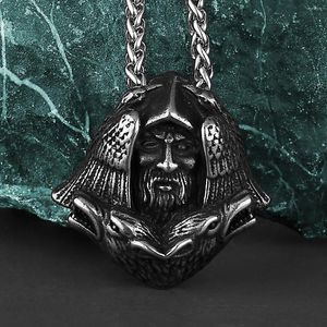 Pendentif Colliers Nordique Viking Rétro Odin Tête Corneille Loup Mode Homme Gothique En Acier Inoxydable 316L Collier Cadeau Bijoux