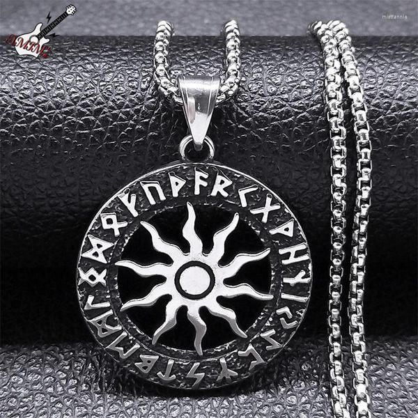 Collares colgantes nórdico vikingo sol Apolo Dios collar para hombres Acero inoxidable Odin Rune cadena amuleto joyería regalo Collier