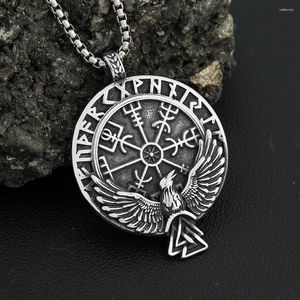 Hanger kettingen Noordse Vikings roestvrij staal kompas rune ketting voor mannen vrouwen vintage odin raven amulet sieraden groothandel