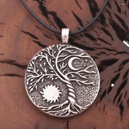 Pendentif Colliers Nordic Vintage Arbre de vie Collier pour hommes Wicca Yin Yang Soleil et Lune Pendentifs Viking Amulette Bijoux Cadeau Drop