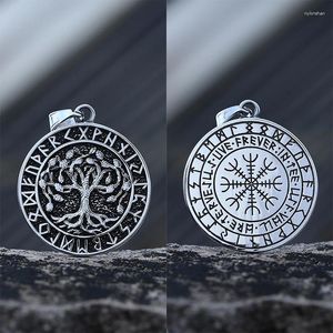 Colliers pendants norraires 316l en acier inoxydable viking runes arbre de vie et coullier de boussole Choker pour homme des femmes fête des adolescents