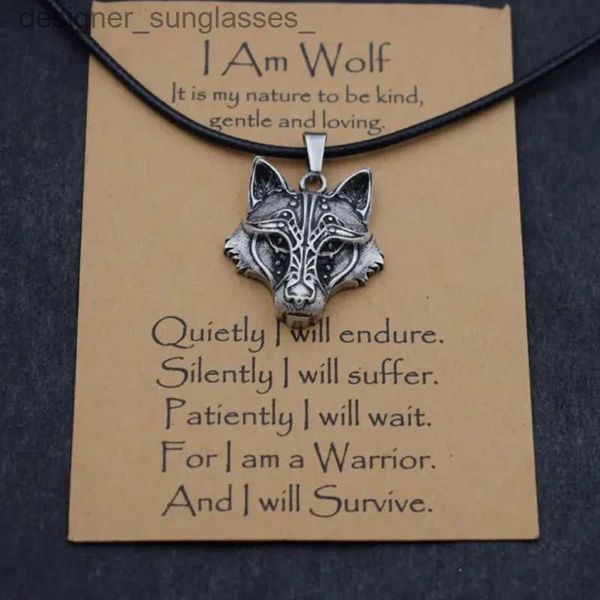 Collares colgantes Nórdico Soy Lobo Viking Celtics Collar para hombres / mujeres Amuleto de tótem popular con tarjeta Joyería Regalos Dropshipping WholesaleL231218